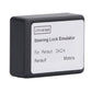 Black steering lock emulator with universal info label, front face view