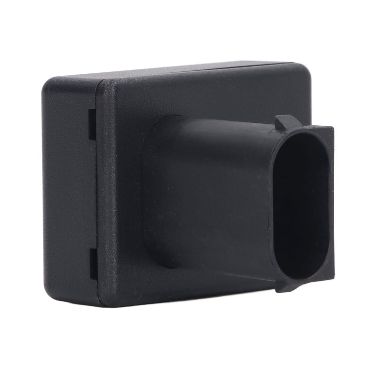 Black steering lock emulator with cylindrical plug opening, angled side view