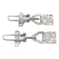 Metal beehive box latch fastener with hexagonal lock plate and clamp bracket