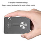 Emergency car window hammer card held in hand with circular steel hammer head