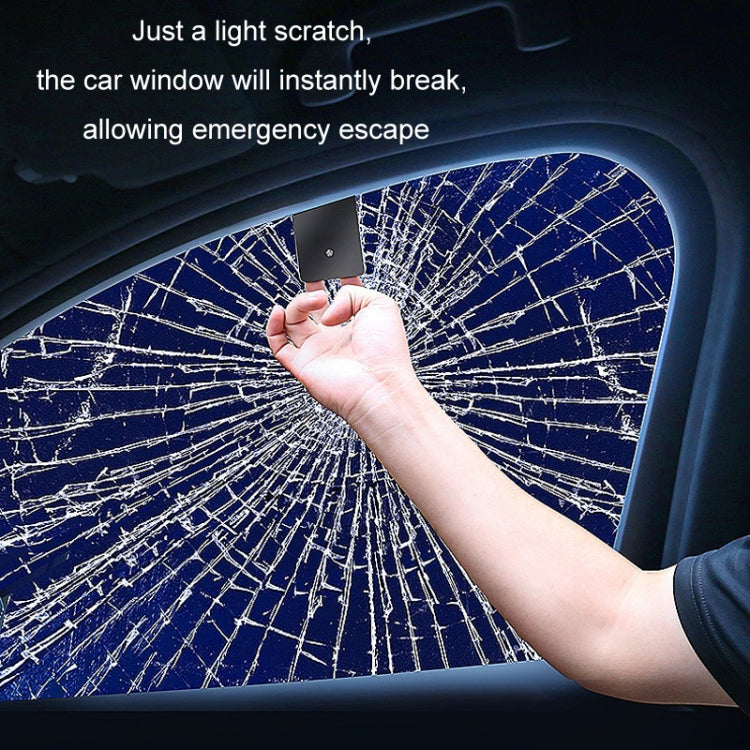 Emergency car window hammer card striking cracked car glass for escape