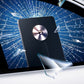 Emergency car window safety hammer card with metal hammer head on shattered glass