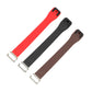 Set of adjustable silicone car seat hooks in red, black, and brown with metal buckles