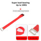 Red silicone car seat storage hook with thick strap and metal buckle