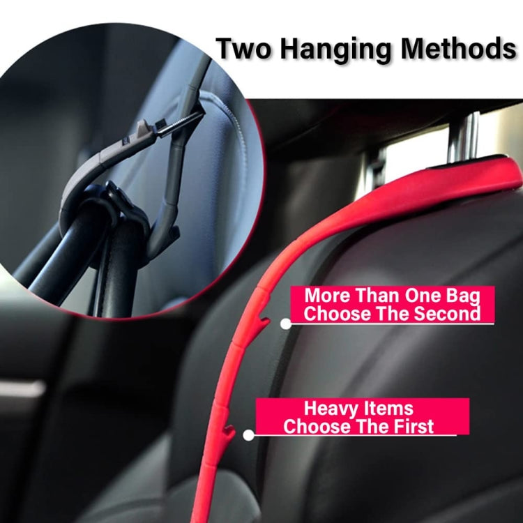 Red silicone car seat hook with adjustable strap for hanging bags