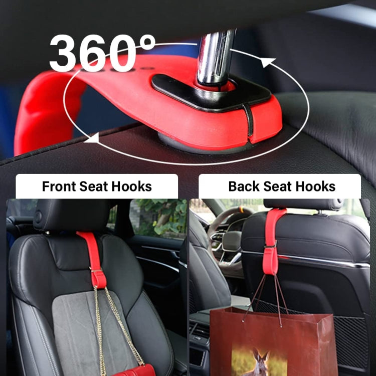 Red adjustable car seat storage hook with metal buckle and seat mounting