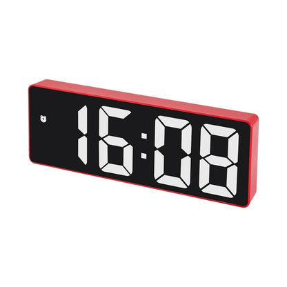 Red LED bedside alarm clock with segmented time display
