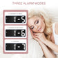 LED alarm clock with three weekday alarm mode settings displayed