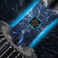 LED car working headlight with bright blue beam and black housing detail