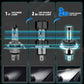 LED headlight bulb set showing three bulb styles with integrated LED modules