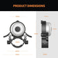 Bicycle anti-theft bell size diagram, front and side views with mounting arms