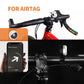Bicycle bell locator with white bell face and black mount on handlebars
