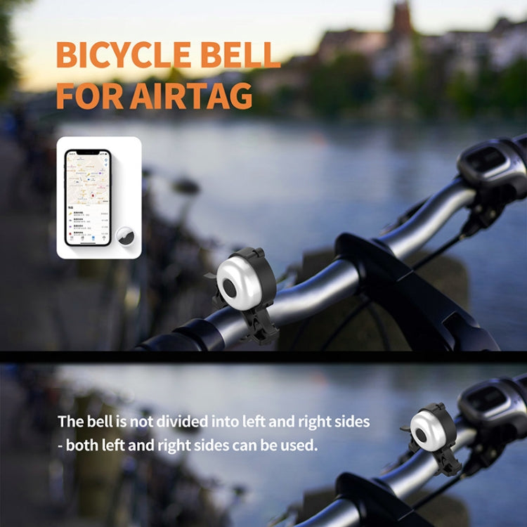 Bicycle bell locator with white face mounted on handlebars, compact round design