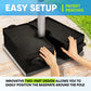 Two-part sandbag cover for patio umbrella, black with wide center opening
