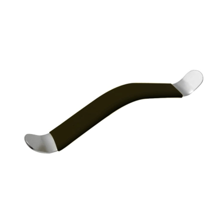 Dark green guitar string separator tool with gray metal ends