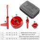 Gearbox oil drain and refill tool set with red adapter pieces and carry case