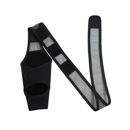 Black dog leg support brace with mesh panels and wide Velcro strap