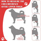 Dog brace sizing guide illustration showing where to measure upper thigh