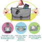 Gray waterproof diaper changing pad bag with car-seat attachment and wipes pocket access