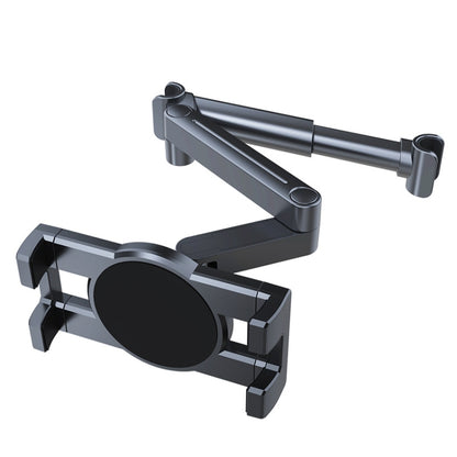 Car seat backrest phone and tablet holder with adjustable metal arm and side clips