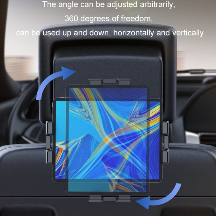 Adjustable car seat tablet holder with swing-away mount for screen viewing