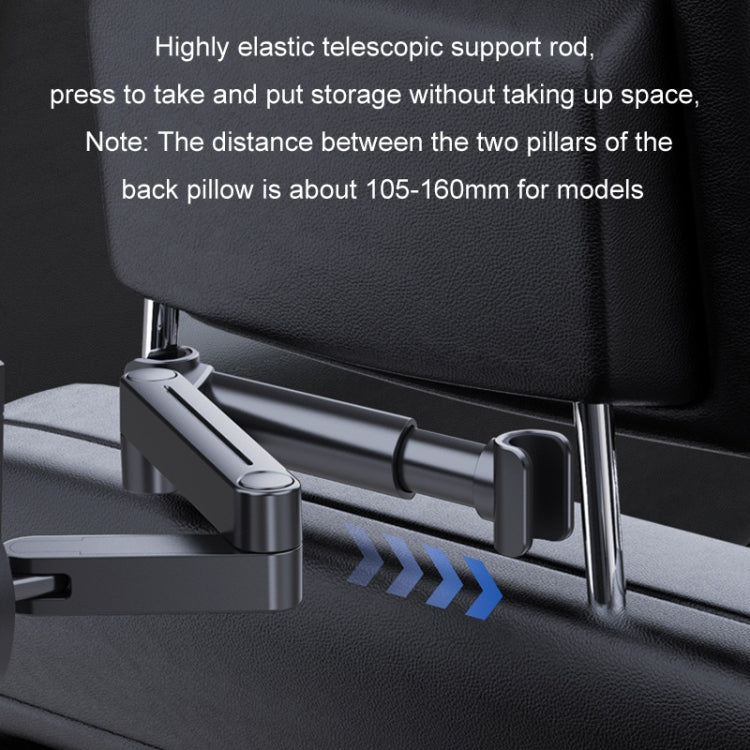 Telescopic support rod car seat phone holder with secure metal frame