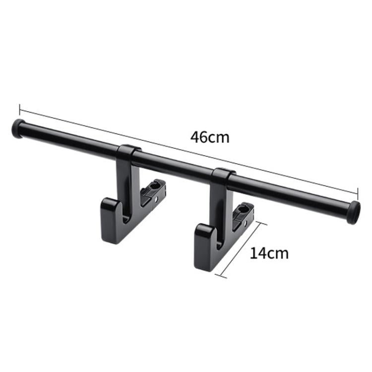Black car seat back double hook rail storage rack with 46 cm and 14 cm bars