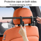 Car seat back double hook rack with protective end caps on the horizontal bar