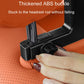 Thick black buckle clamp securing car seat hook rack to the rod close-up