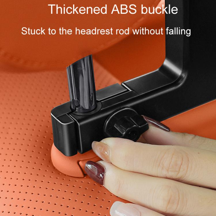 Thick black buckle clamp securing car seat hook rack to the rod close-up