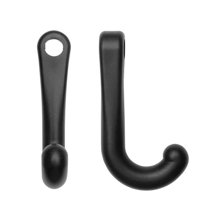 Rear seat concealed hook, black resin J-shape with rounded end grips