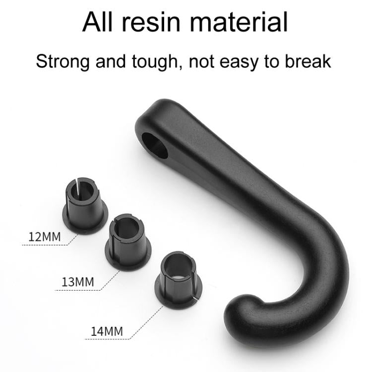 Black resin J-hook with two small mounting sleeve pieces