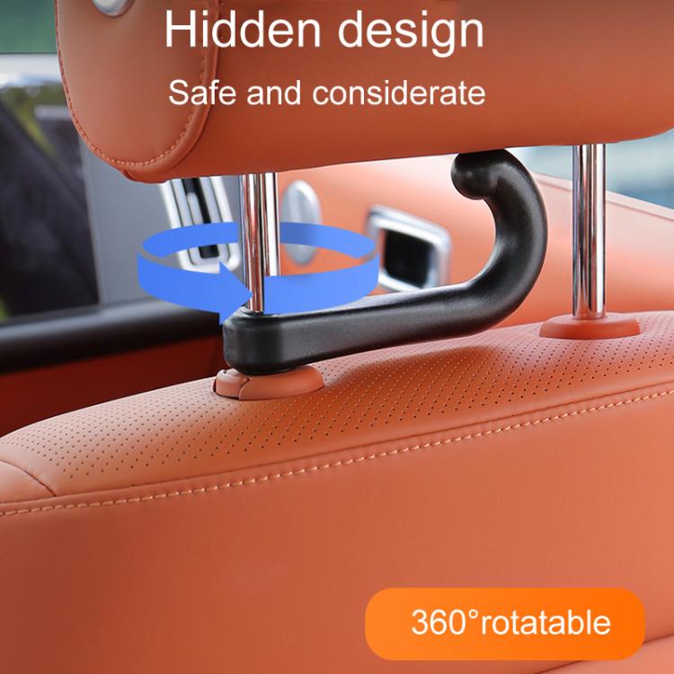 Car seat hook with hidden design, black 360° rotatable holder