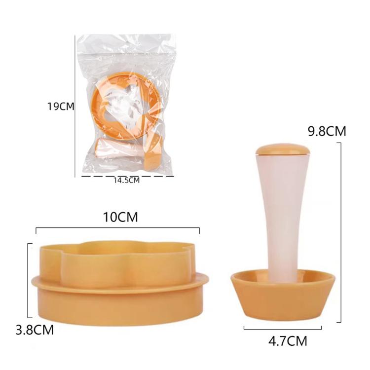 Cake cup press mold tool in sealed bag, with tray and handle cup shown