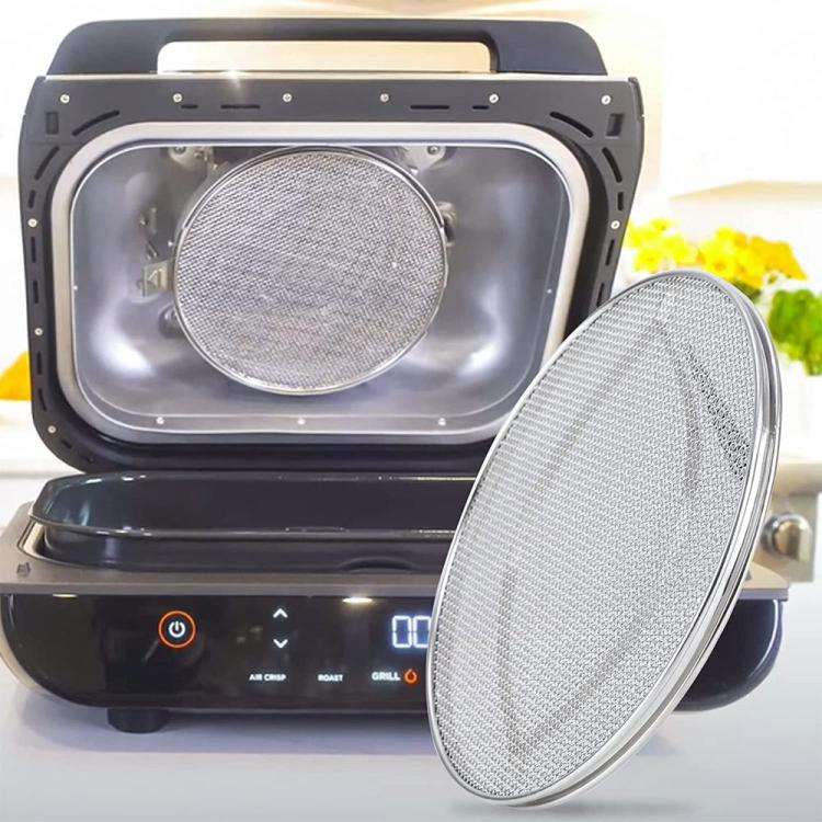 Double-layer splatter shield splash guard with gray mesh panel, for Ninja grill