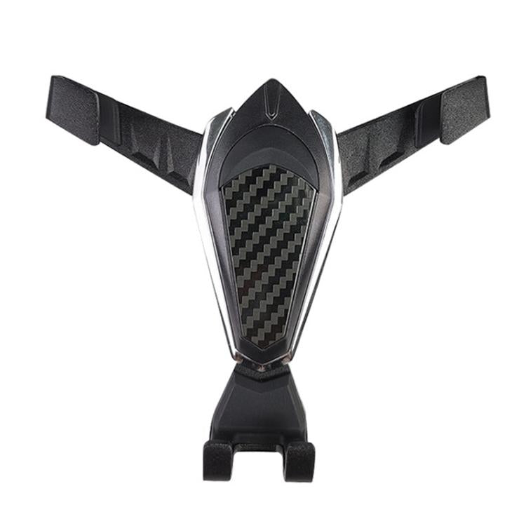 Car air vent phone bracket with gravity holder and carbon-fiber style panel