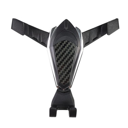 Car air vent phone bracket with gravity holder and carbon-fiber style panel