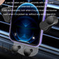 Black gravity phone mount with retractable arms and vent blade clamp, side view