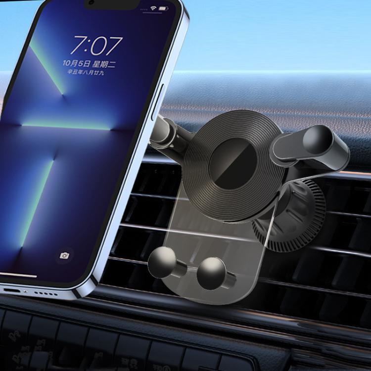 Black car air vent phone holder with circular clip and two side support pegs