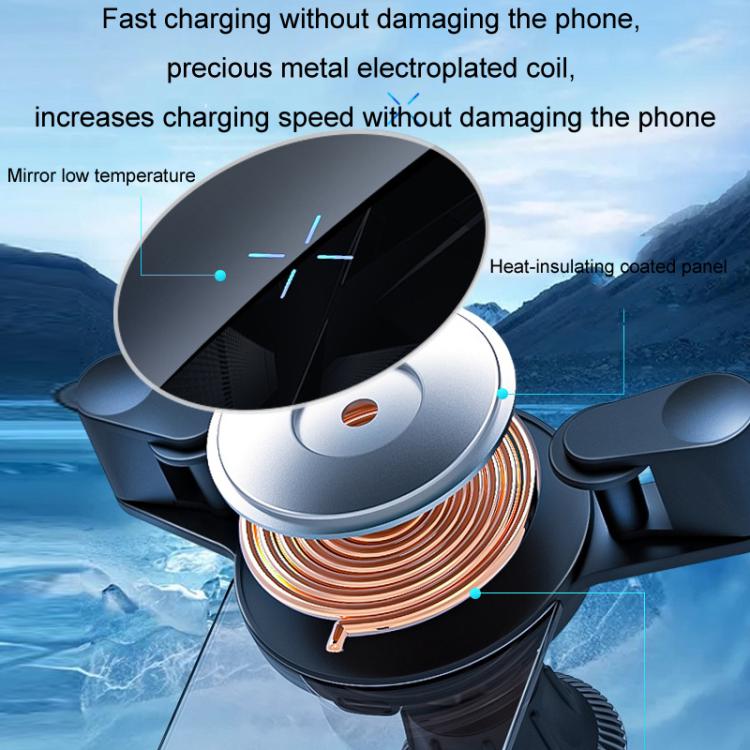 Car wireless charging holder with copper coil detail and heat-insulating panel