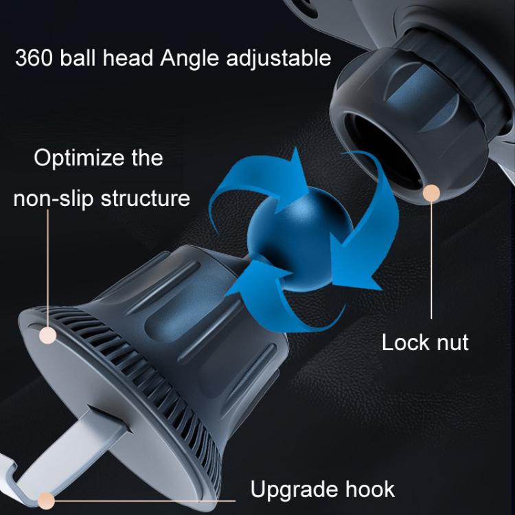 360 ball-head adjustable phone holder with non-slip grip and lock nut