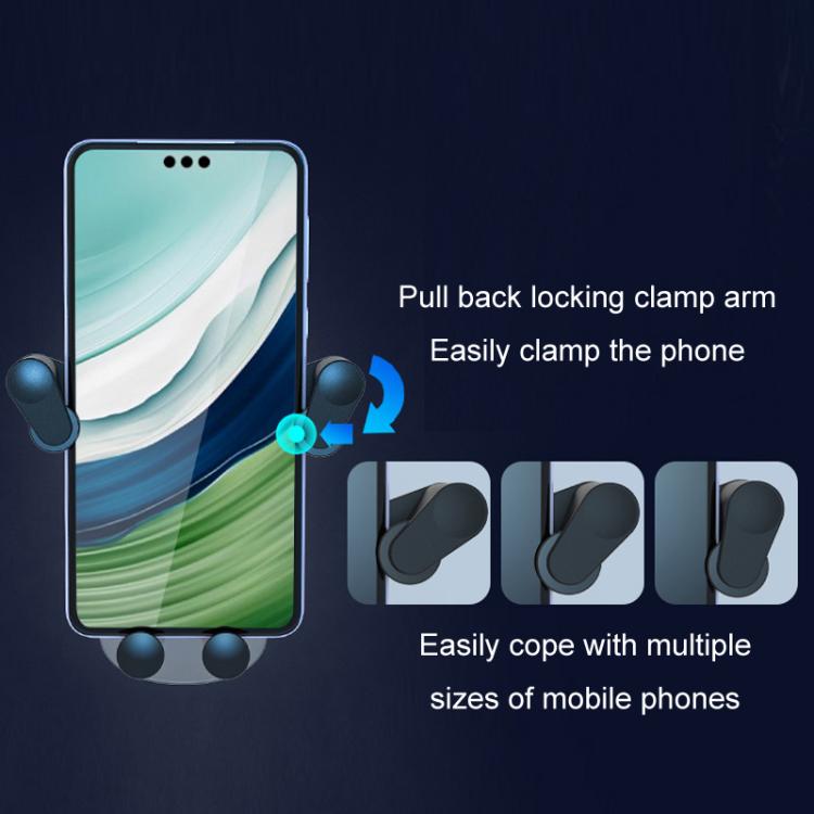 Pull-back locking clamp arms phone holder with adjustable fit for different phones