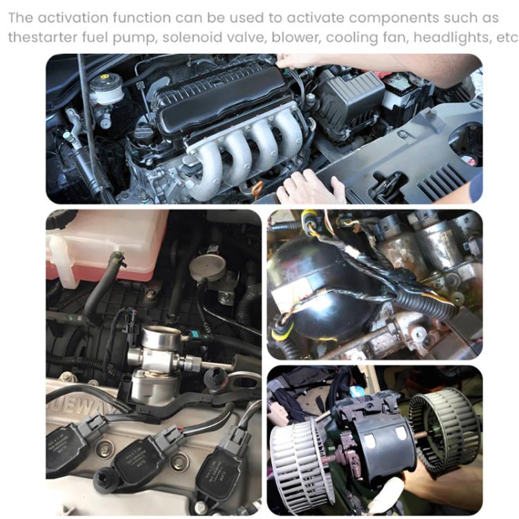 Circuit tester used near engine bay components for activation and polarity checks