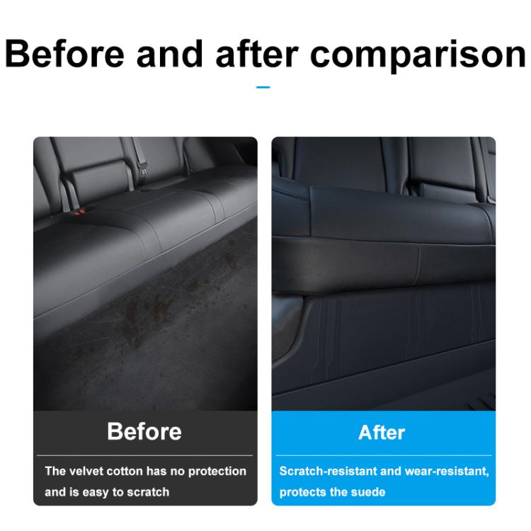 Rear seat anti-kick pad showing scratch-resistant protection for seat surfaces