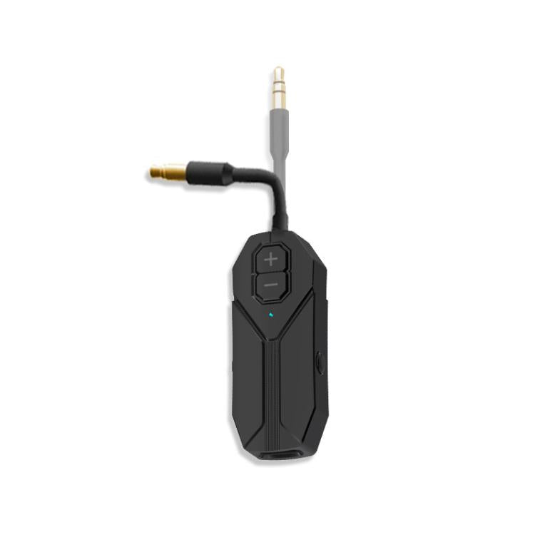 Black Bluetooth AUX car audio receiver/transmitter with 3.5mm plug and cable