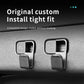 Pair of black embedded trunk hooks on car interior panel with hanging clip