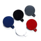 Set of round towing hook covers in black, blue, white, and red with tabs