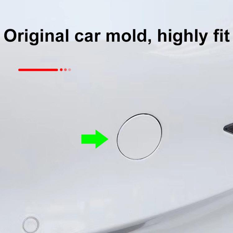 Round white front towing hook cover with fit tab