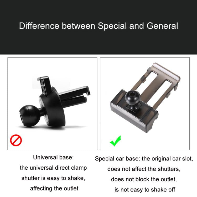 Car phone bracket base comparison, special base and universal clamp shown