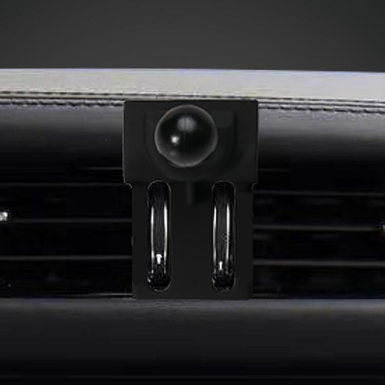 Phone navigation bracket base close-up, black ball joint with two prongs